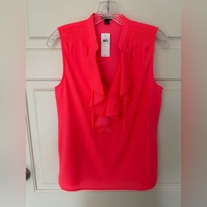 Ann Taylor Bright Coral Ruffle Blouse (NWT)